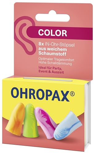 OHROPAX Color Ohrstöpsel – IN-Ohr-Stöpsel aus weichem Schaumstoff – besonders komfortabel.