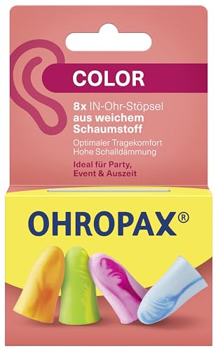 OHROPAX Color Ohrstöpsel – IN-Ohr-Stöpsel aus weichem Schaumstoff – besonders komfortabel.