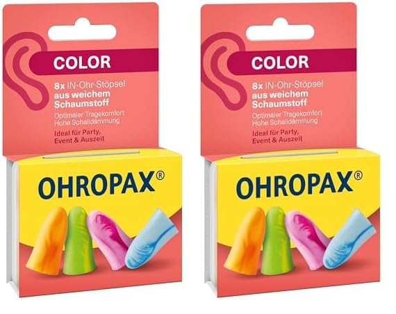 OHROPAX Color Ohrstöpsel – IN-Ohr-Stöpsel aus weichem Schaumstoff – besonders komfortabel.