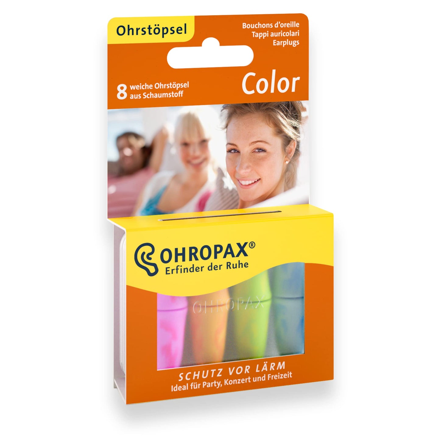 OHROPAX Color Ohrstöpsel – IN-Ohr-Stöpsel aus weichem Schaumstoff – besonders komfortabel.