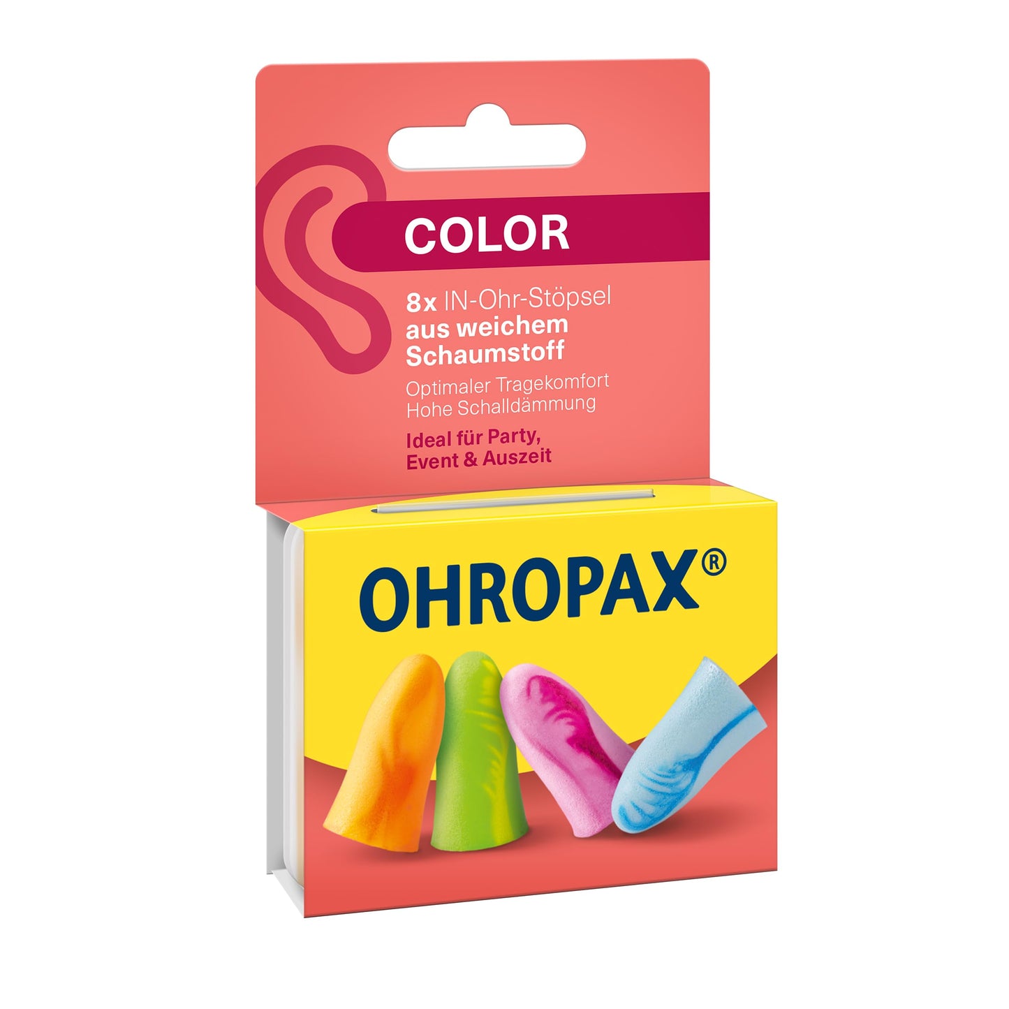 OHROPAX Color Ohrstöpsel – IN-Ohr-Stöpsel aus weichem Schaumstoff – besonders komfortabel.