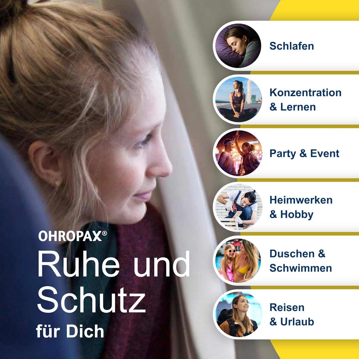 OHROPAX Color Ohrstöpsel – IN-Ohr-Stöpsel aus weichem Schaumstoff – besonders komfortabel.